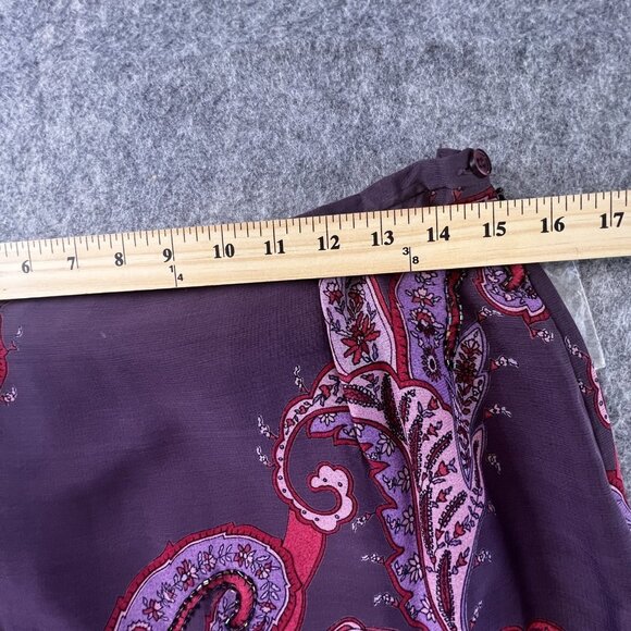 VTG Womens Med Boho Maxi Skirt Paisley Purple Red Beaded Hippie Gypsy Festival - Picture 10 of 13